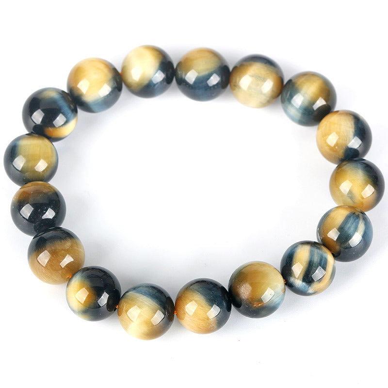 Natural Golden Blue Dream Tigereye Eye Symbiosis Wood Bracelet