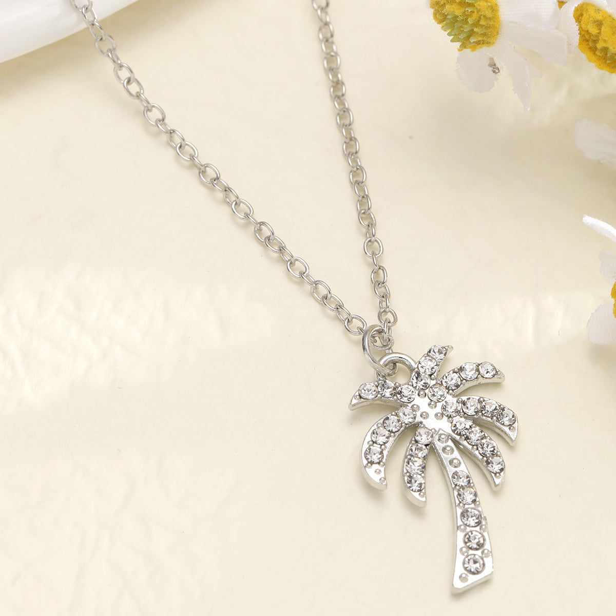 Women's Trend Diamond Coconut Tree Popular Light Necklaces