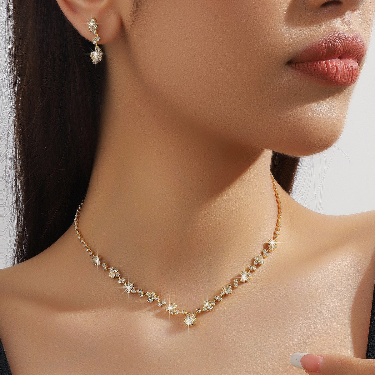 Simple Luxury Three-piece Full Diamond Clavicle Dinner Bracelets