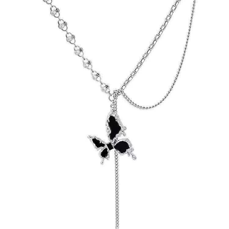 Personality Black Charm Butterfly Female Fashion High Sense Necklaces