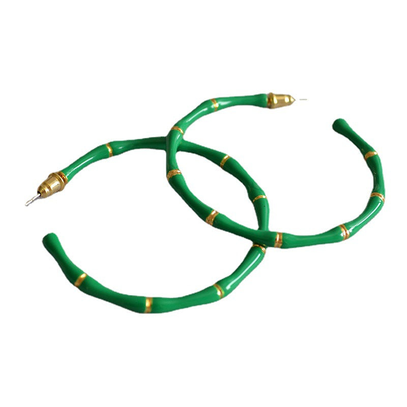 Women's Simple Versatile Enamel Glaze Fashionable Bamboo Joint Ear Earrings