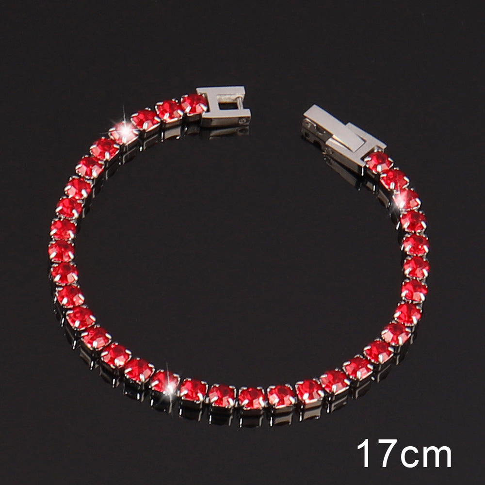 Women's Stainless Steel Zircon Tennis Simple Color Bracelet