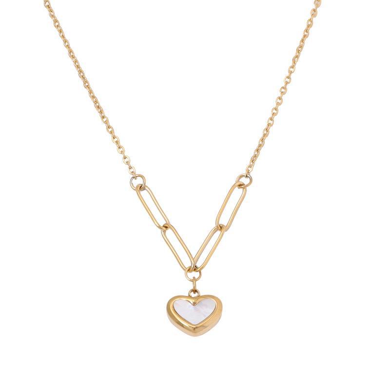 Women's Love Titanium Steel Real Shell Heart-shaped Necklaces
