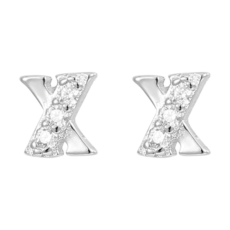Women's Sier Alphabet Letter Trendy High-grade Temperament Earrings
