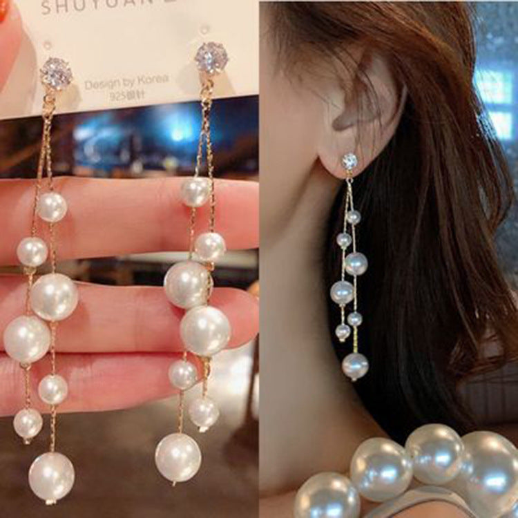 Women's Needle Elegant Long Tassel Thin Effect Earrings