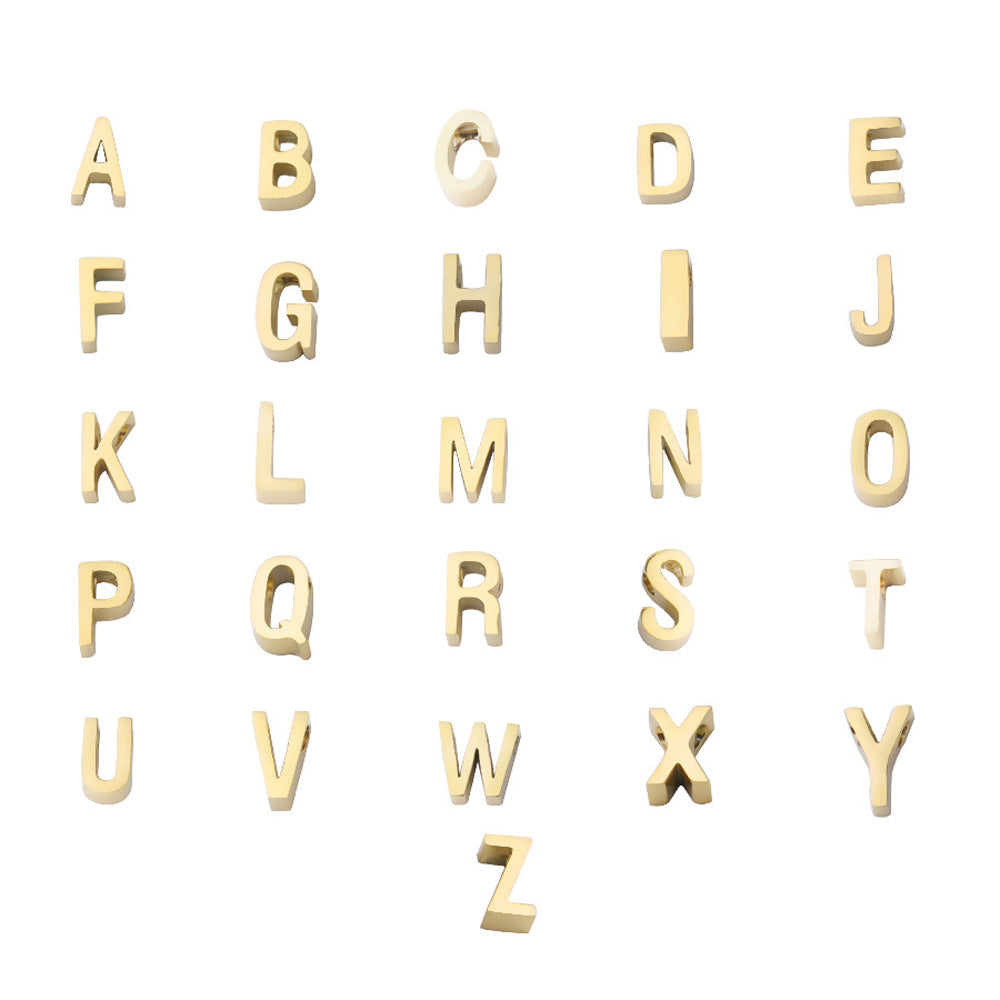 Gold English Letter Piercing Personality Stainless Steel Necklaces
