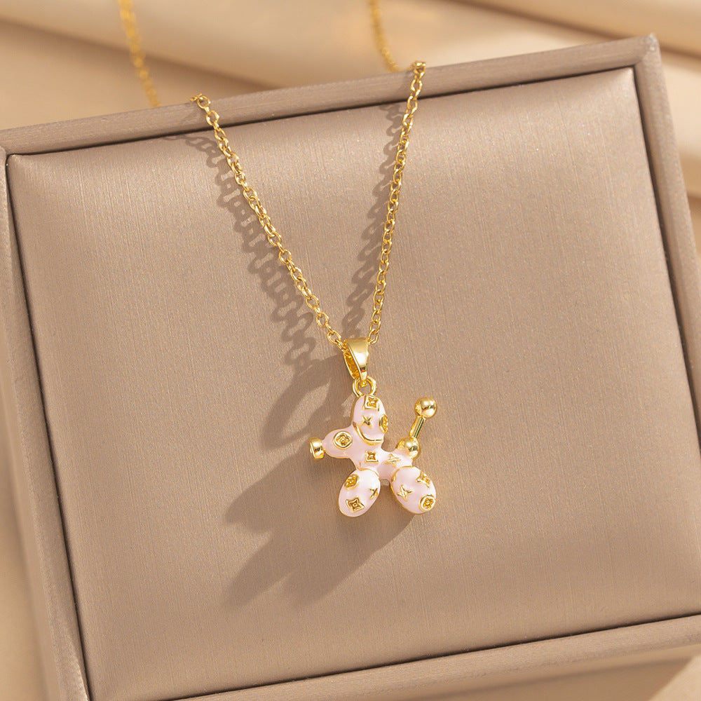 Love Heart Flowers Enamel Fashion Micro Inlaid Zircon Necklace
