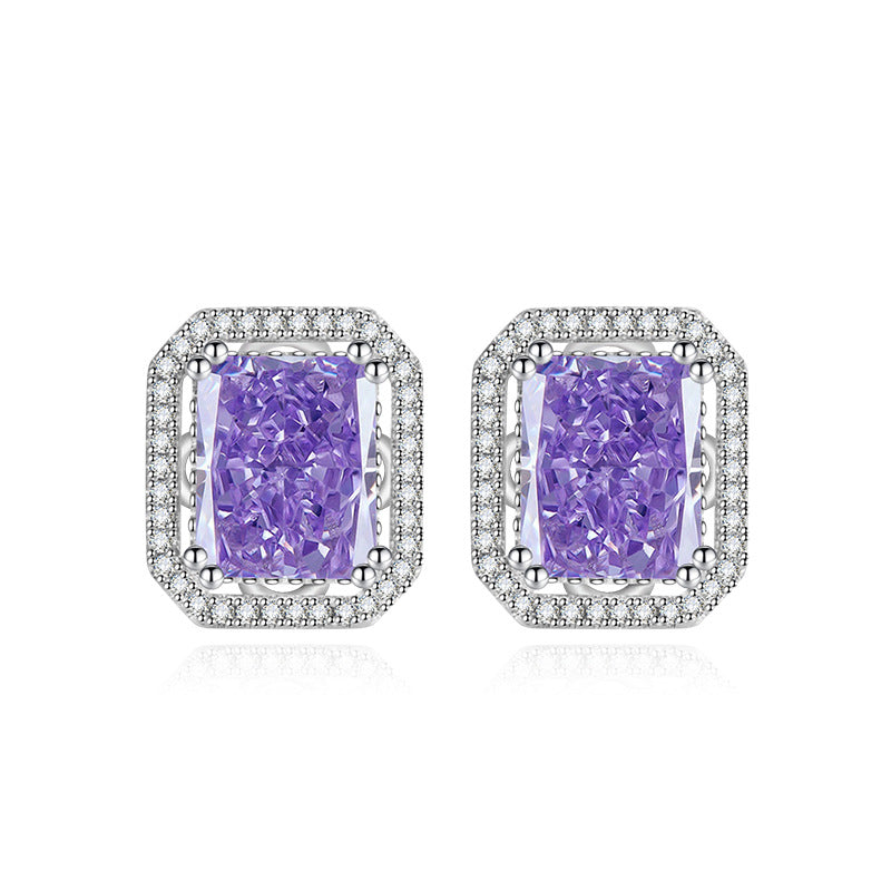 Yellow High Carbon Diamond With Pink Earrings