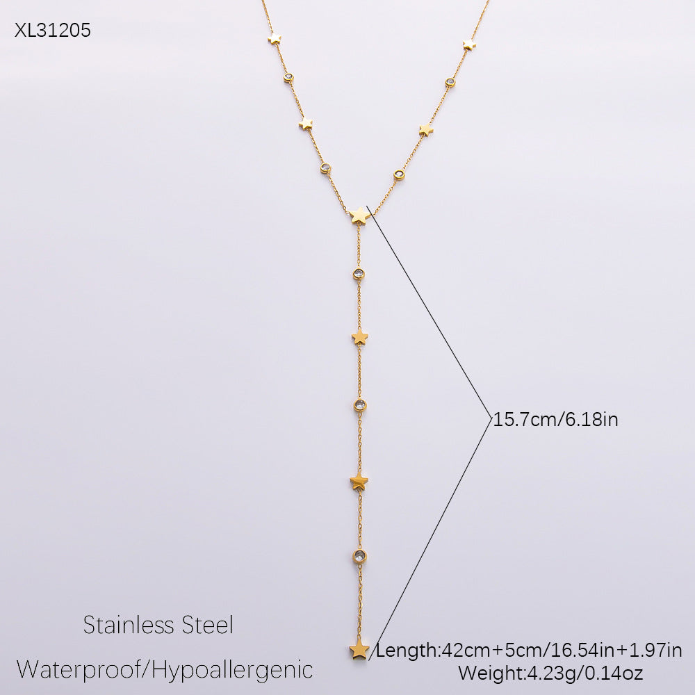 Women's Elegant Stainless Steel Gold-plated Diamond Jewelry Necklaces