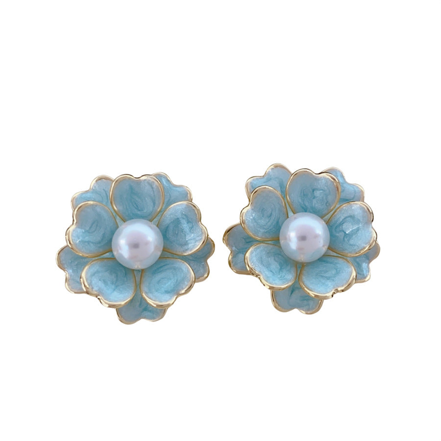 Gold-plated Fashion Blue Color Collection Enamel Earrings
