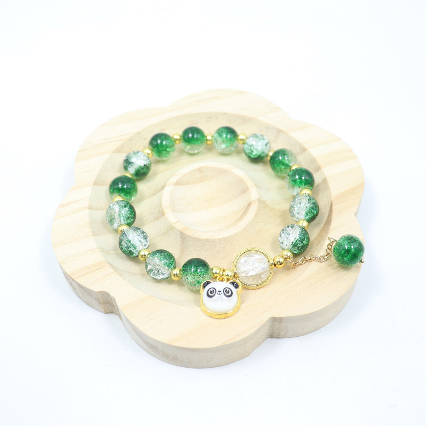 Two-tone Gradient Female Crystal Cartoon Panda Bracelets