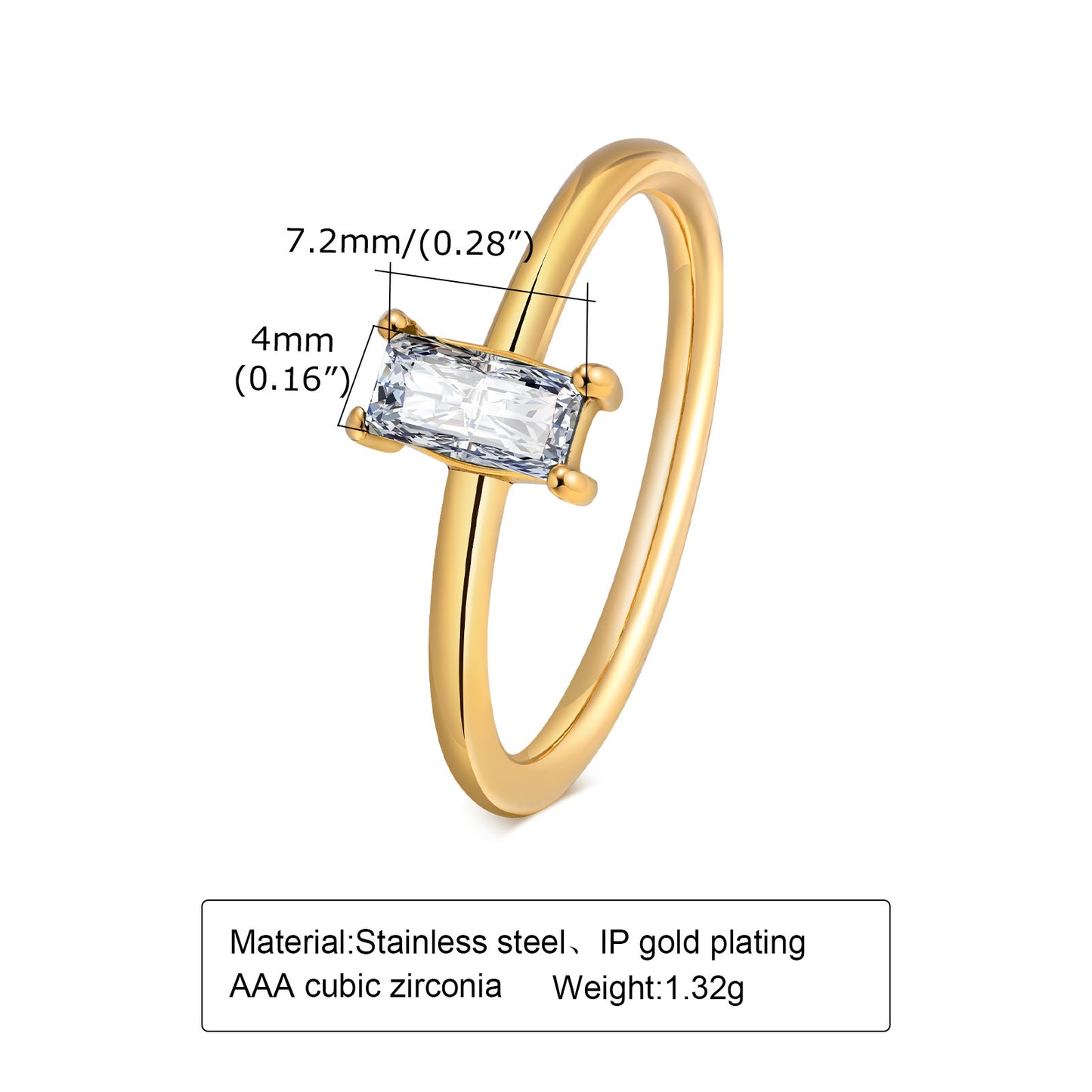 Women's Titanium Steel Stainless Zircon Gold Heart-shaped Rings