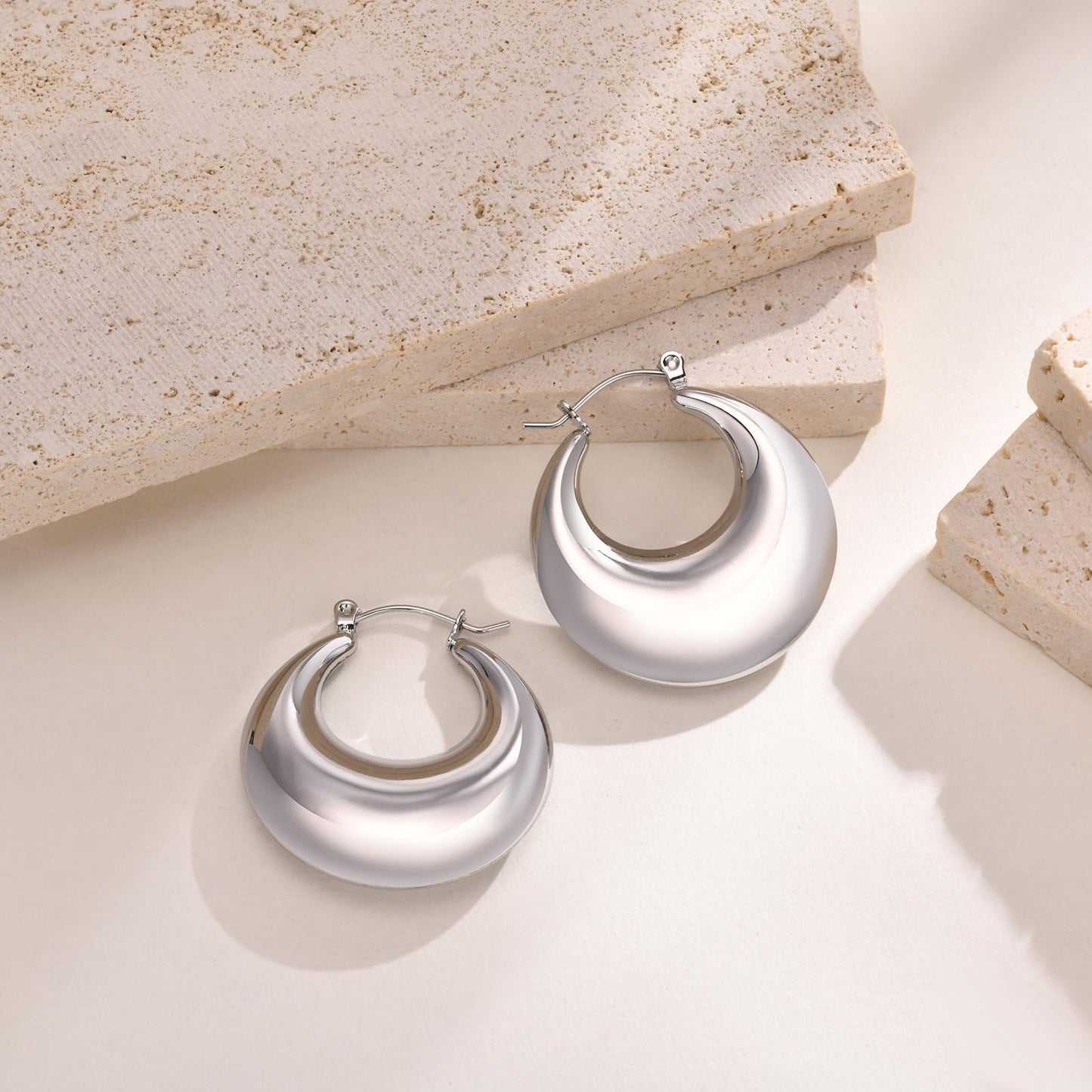 Women's Ornament Titanium Steel Hollow Chubby Exaggerated Earrings