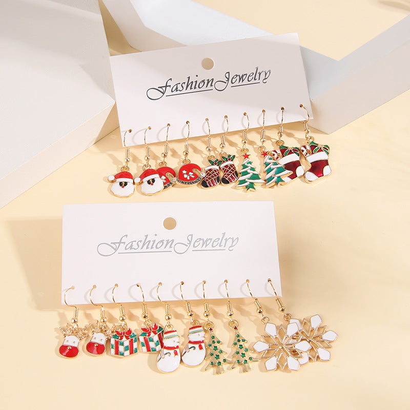Pairs Suit Red Green Color Matching Earrings