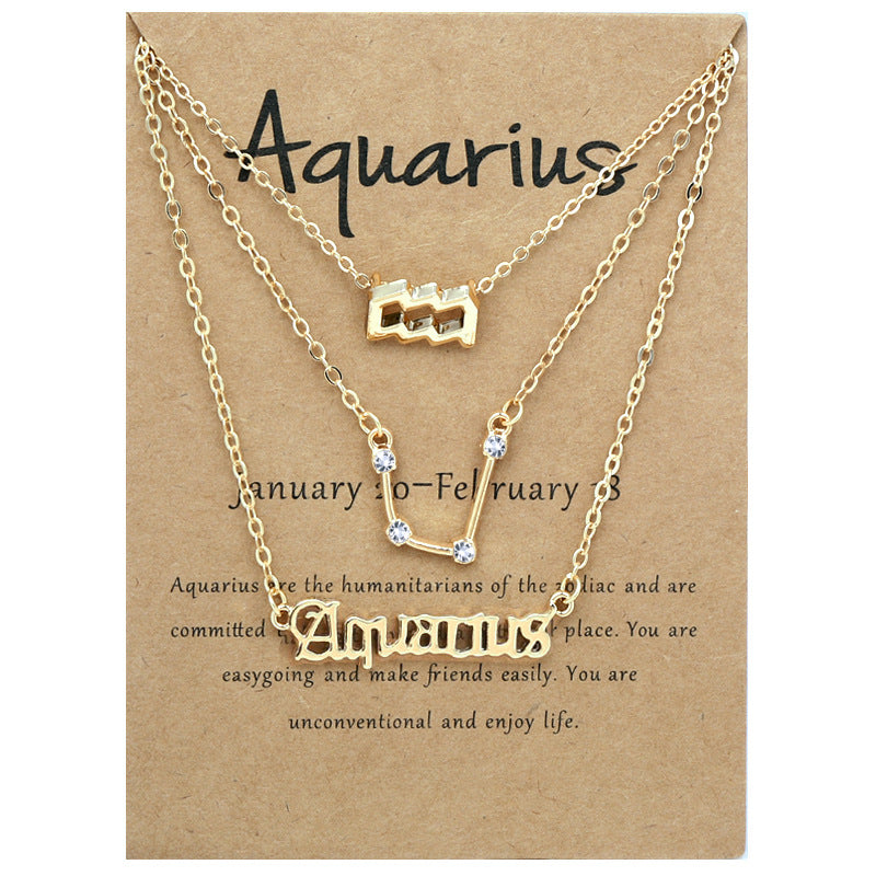 Constellations Suit Retro Alphabet Symbol Diamond Necklaces
