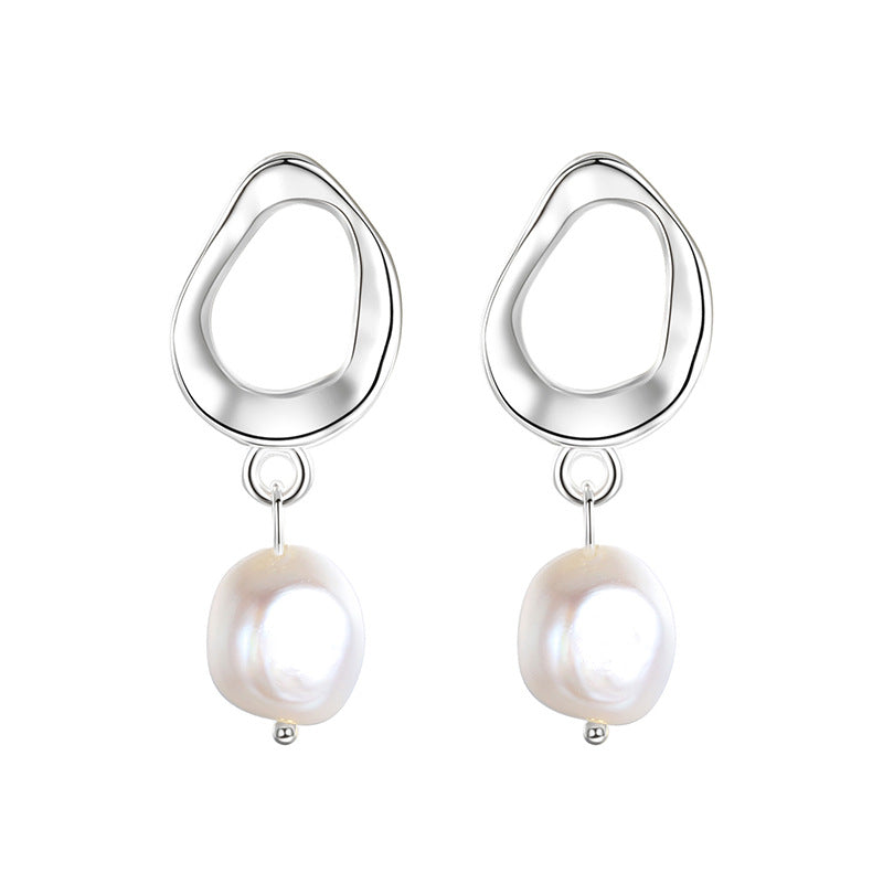 Unique Geometric Pearl Baroque Freshwater Temperament Earrings
