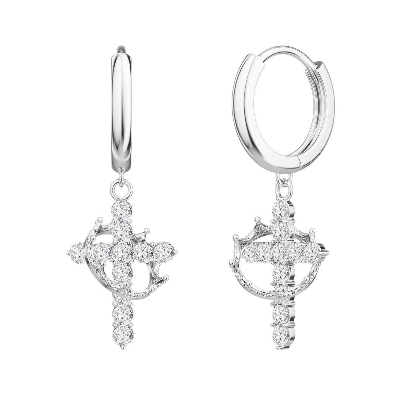 Women's Fashion Luxury Full Diamond Cross Crown Earrings