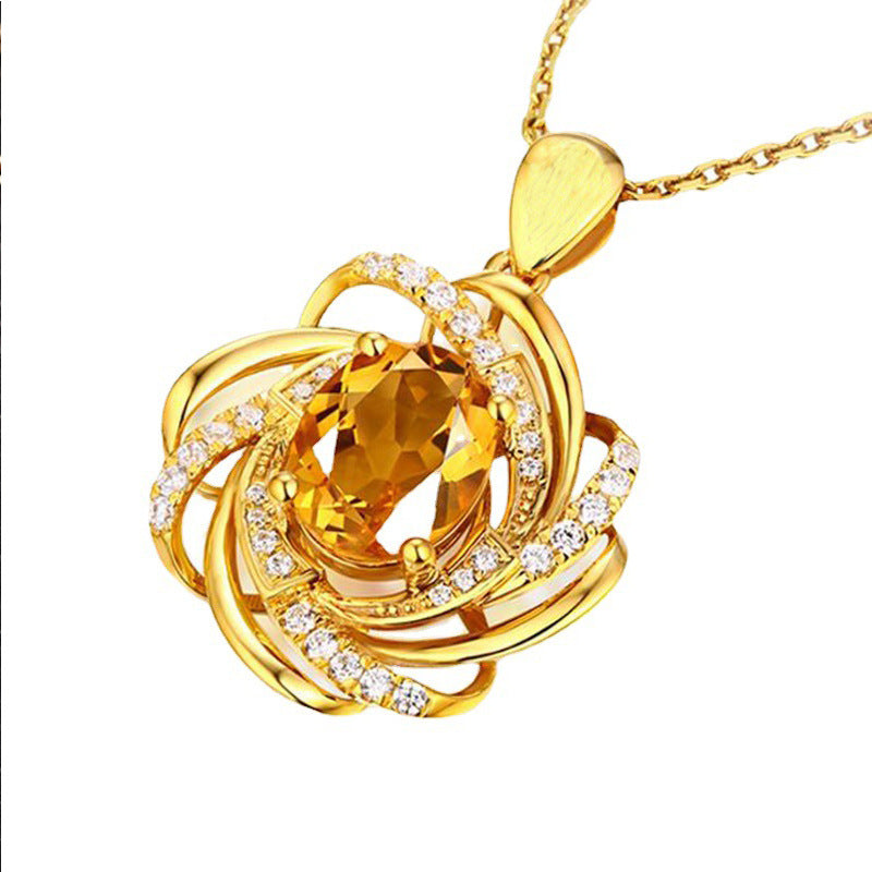 Female Niche Design Fashion Flower Sapphire Necklaces