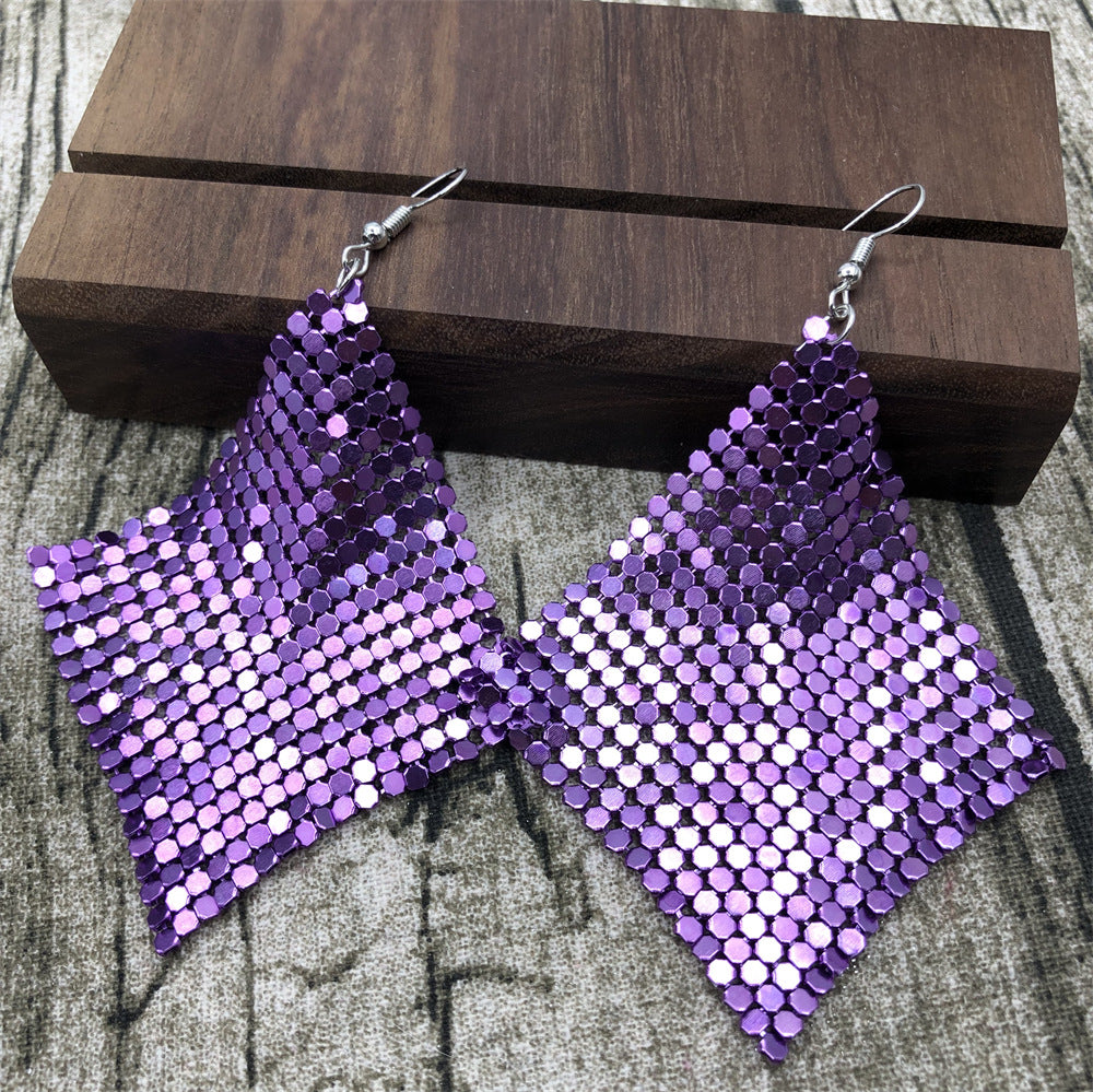 Large Mesh Plate Fashion Square Variable Earrings