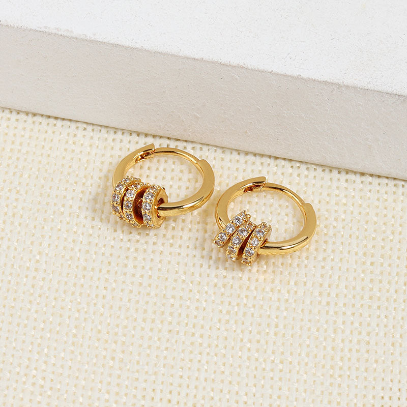 Women's Retro Diamonds Multiple Ways To Wear Circle For Simple Personality Stud Earrings