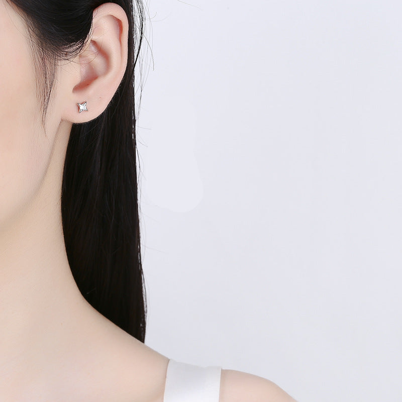 Women's Sier Sun Thread For Simple Versatile Zircon Earrings