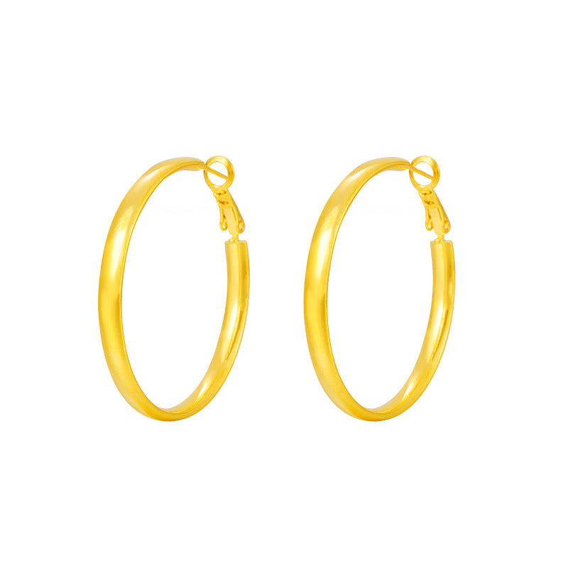 Women's Copper Alloy Glossy For Round Simple Stud Earrings