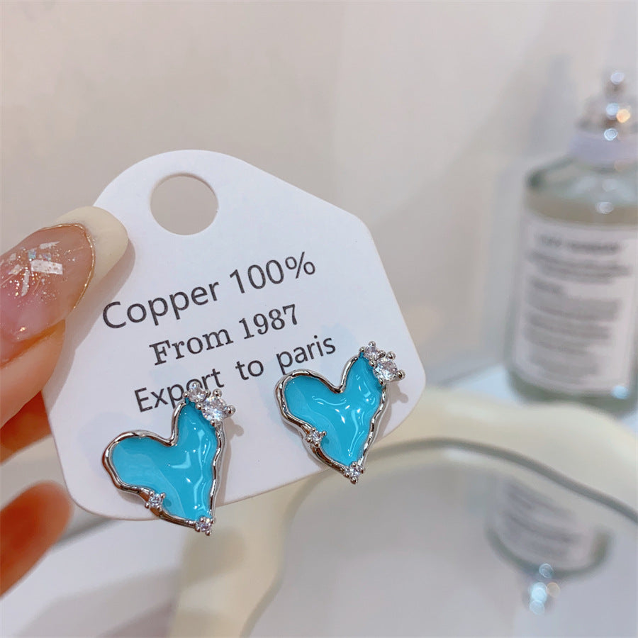 Gold-plated Fashion Blue Color Collection Enamel Earrings