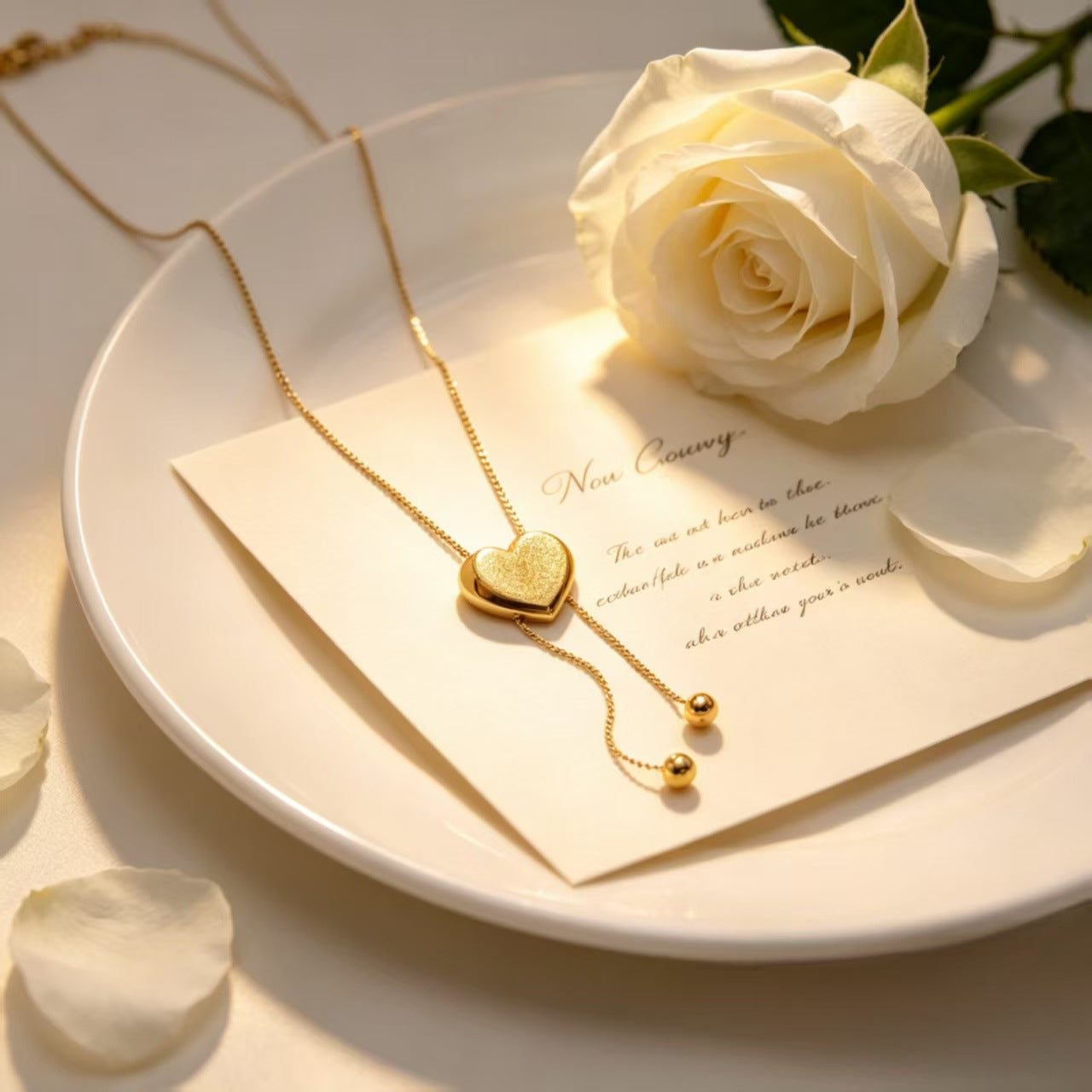 Luxury Simplicity Gold Pull Heart Butterfly Necklace