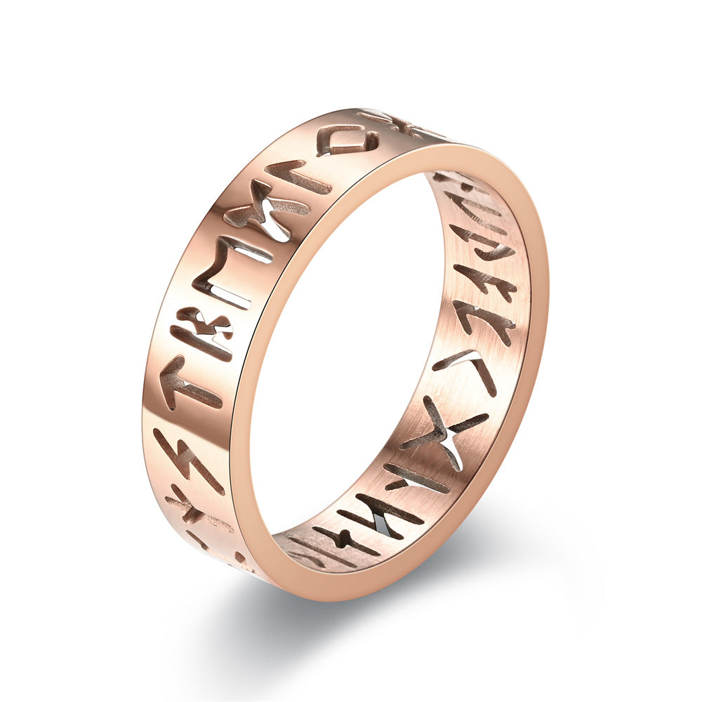 Men's Steel Hollow Ornament Rune Nordic Viking Rings
