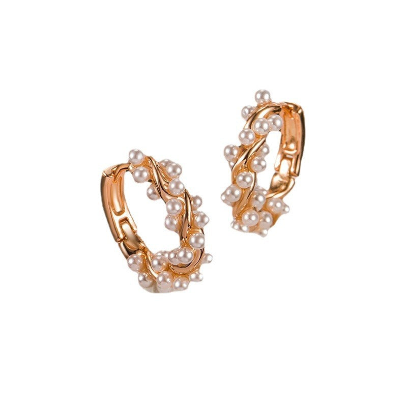 Women's Luxury Temperament Circle Pearl Trendy Clip Rings