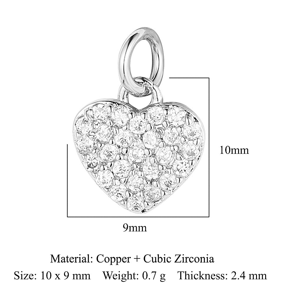 Peach Heart Lock Key Copper Zircon Pendants