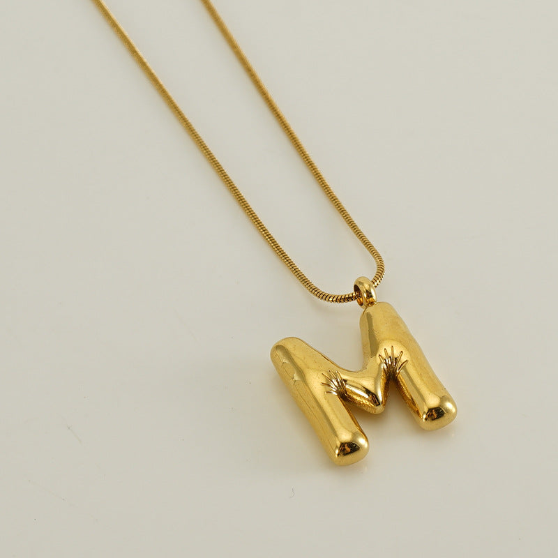 Bubble Letter Snake Bones Chain Titanium Steel Necklaces