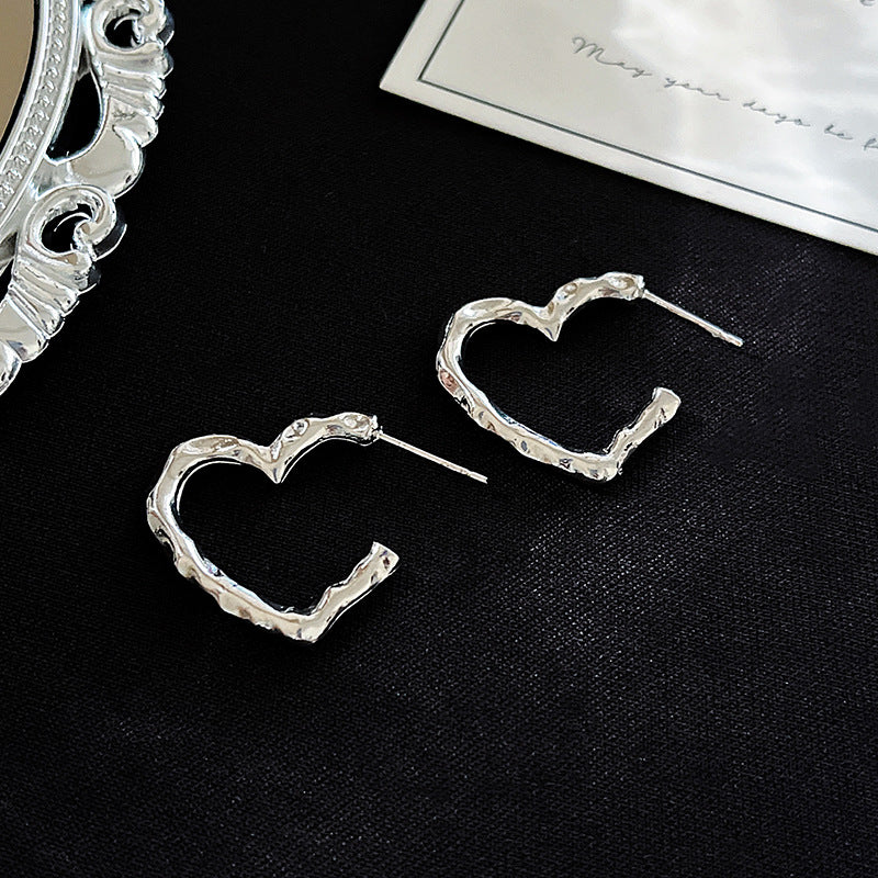 Metal Pleated Geometric Simple Minority Sier Series Earrings