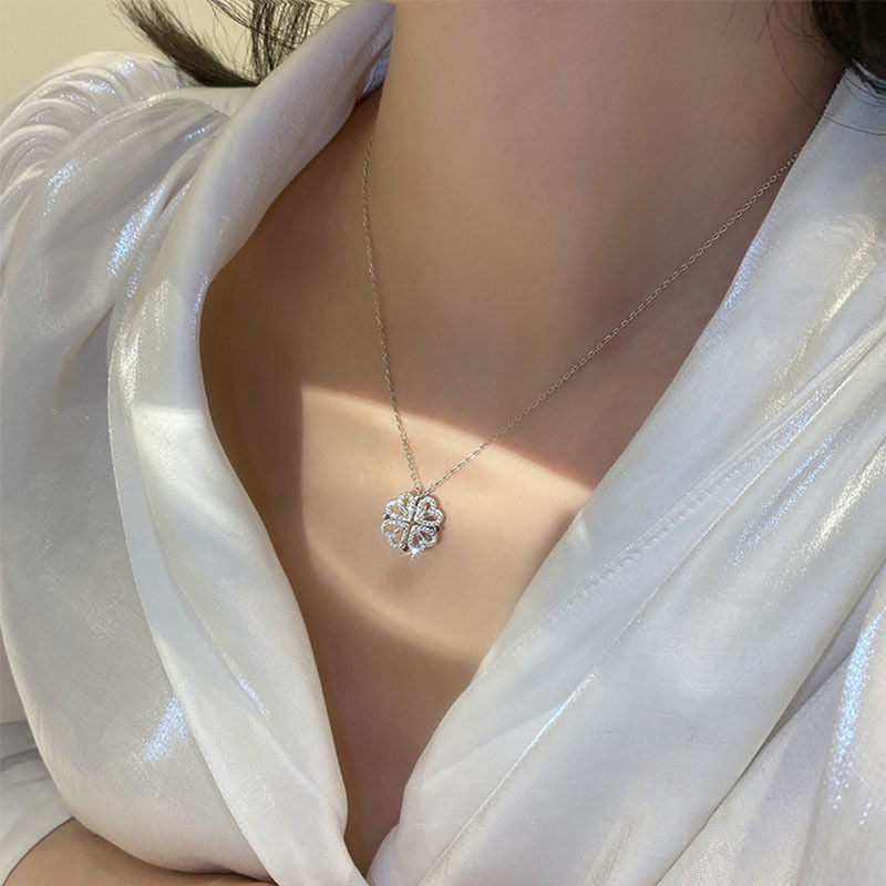 Heart-shaped Clover Niche Design Versatile Advanced Clavicle Necklace