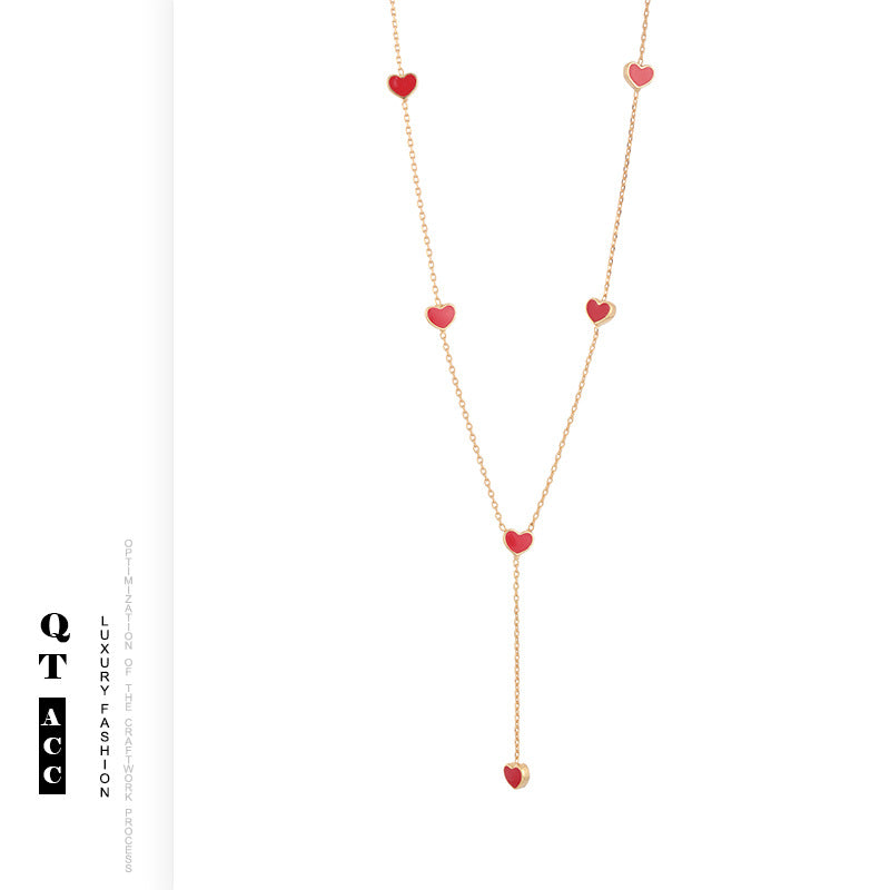Women's Exquisite French Commuter Gentle Brass Gold Plated Heart Necklaces