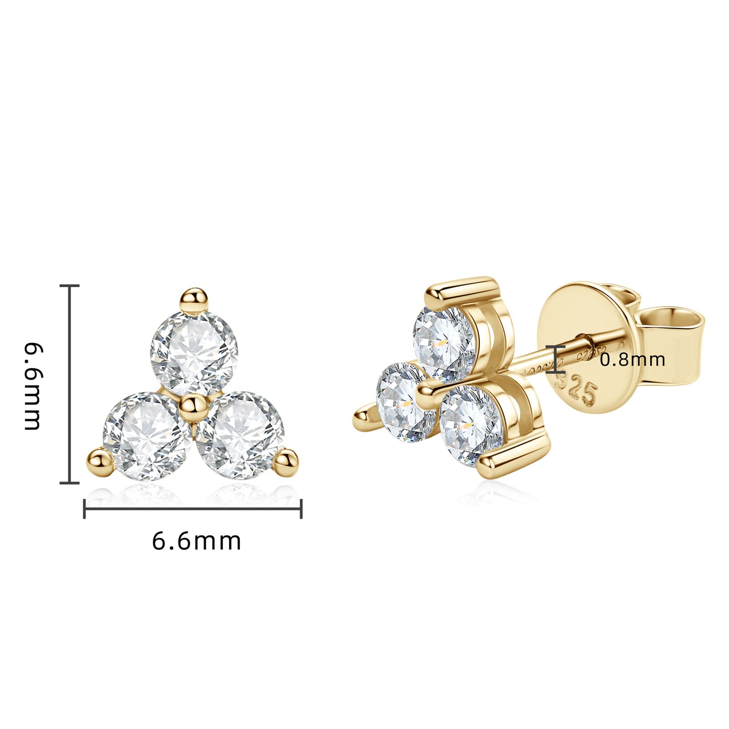 Clover Ear Color Moissanite Cute Sterling Earrings