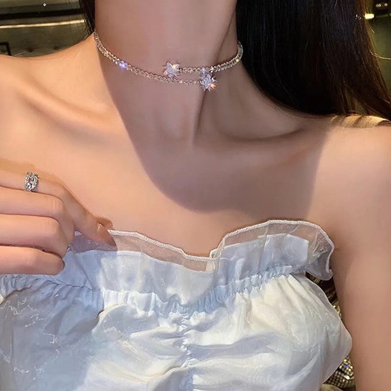 Fantasy Crystal Ice Flower Collar Trendy Necklaces