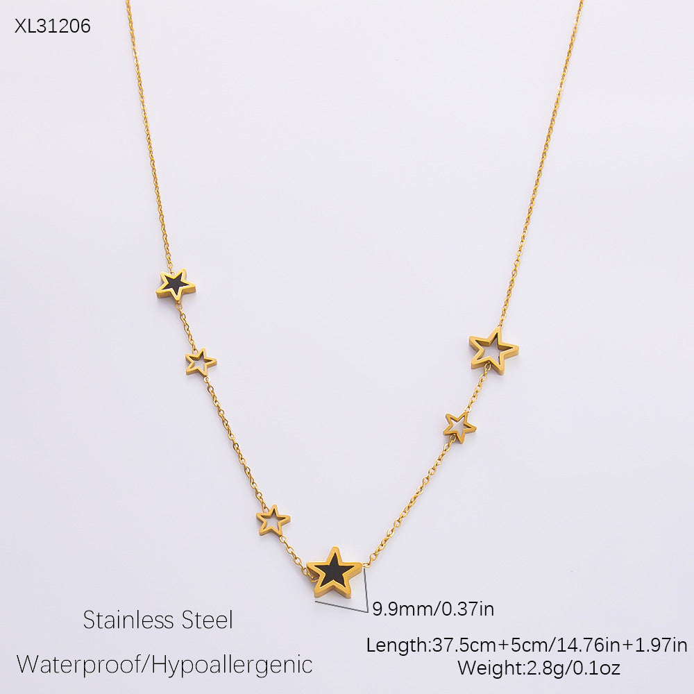 Women's Elegant Stainless Steel Gold-plated Diamond Jewelry Necklaces