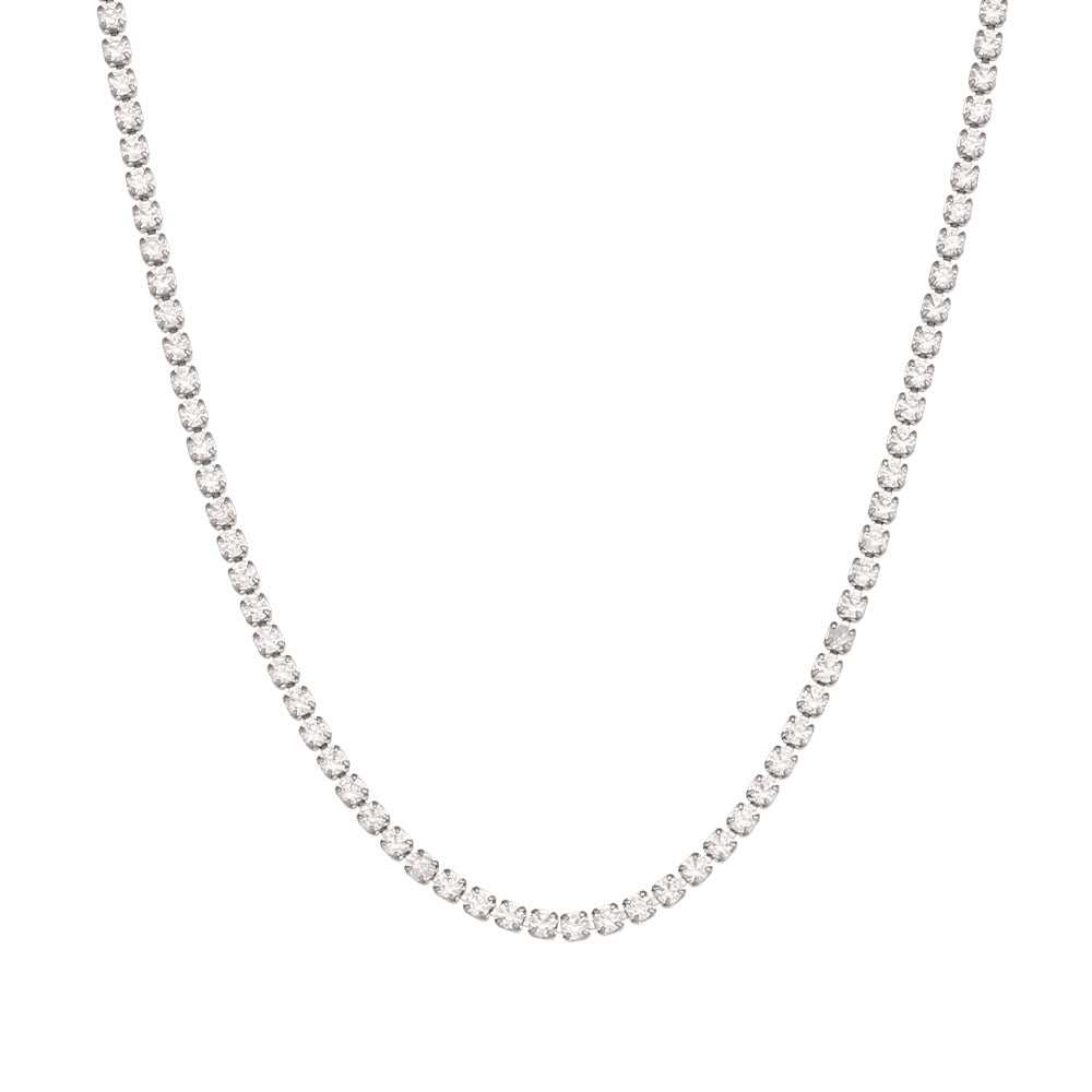 Women's Luxury Twin Clavicle Chain Jewelry Stainless Steel Gold-plated Full Necklaces