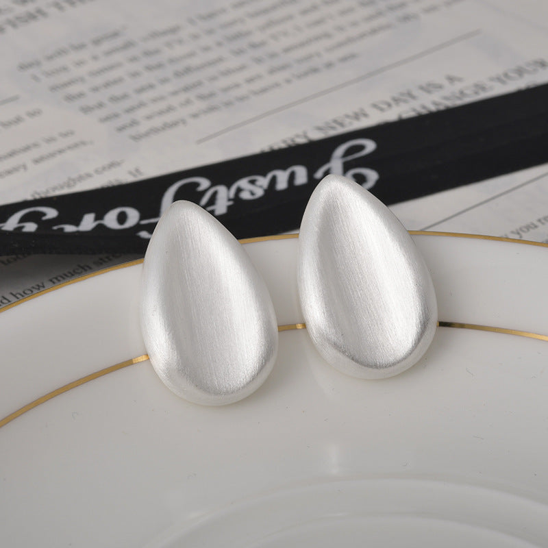 Brushed Water Drop Ear Cold Style Stud Earrings