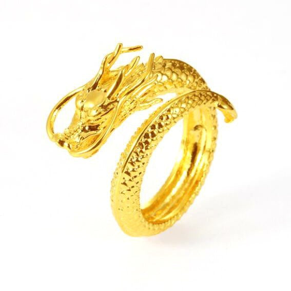 Men's Vietnam Placer Gold Faucet Relief Domineering Opening Electroplated Rings