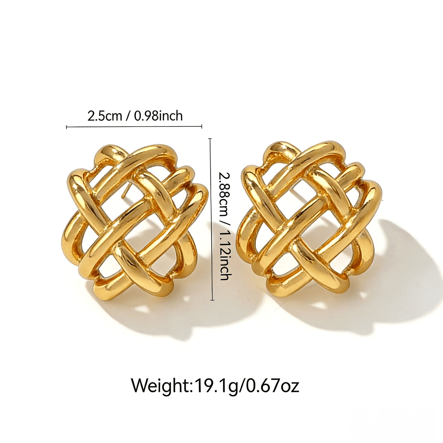 Women's Steel Lines Cross Woven Hollowed Semi-circle Simple Rings