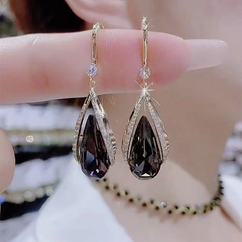Women's Temperament Purple Fashionable Water Drop Hook Exquisite Elegant Earrings