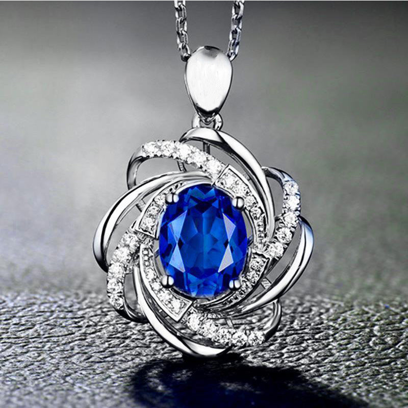 Female Niche Design Fashion Flower Sapphire Necklaces