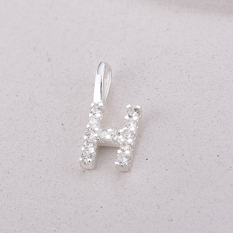 Sier Simple Diamond Letters English Personalized Pendants