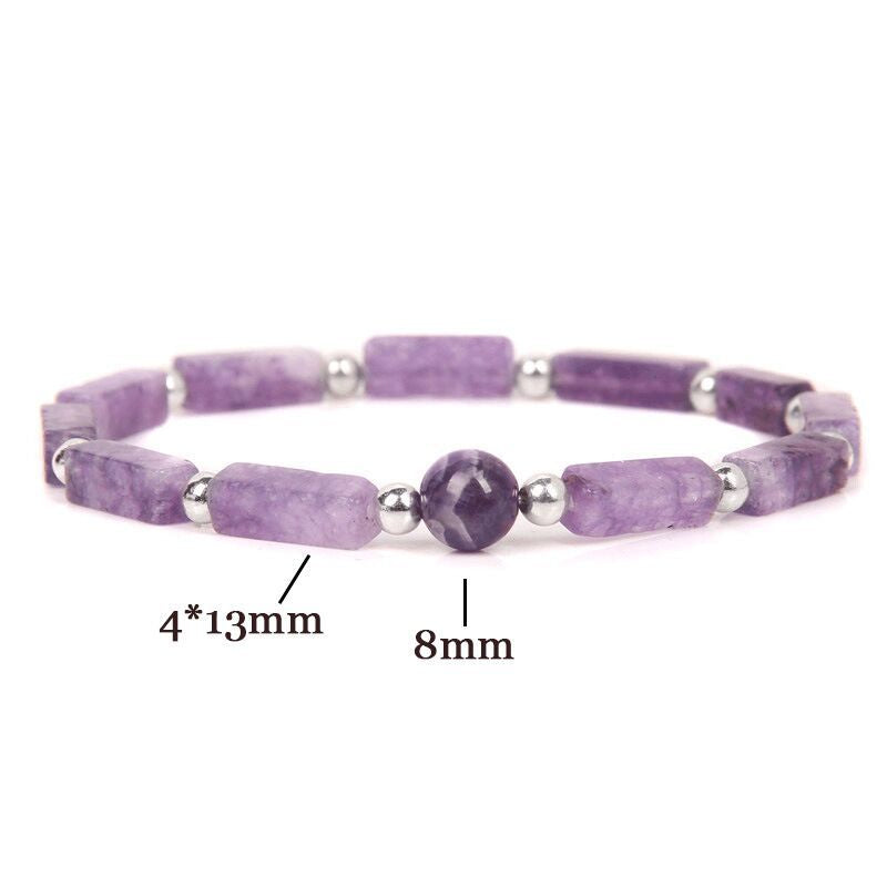 Women's Simple Fashion Charm Natural Amethyst Rectangular Bracelet
