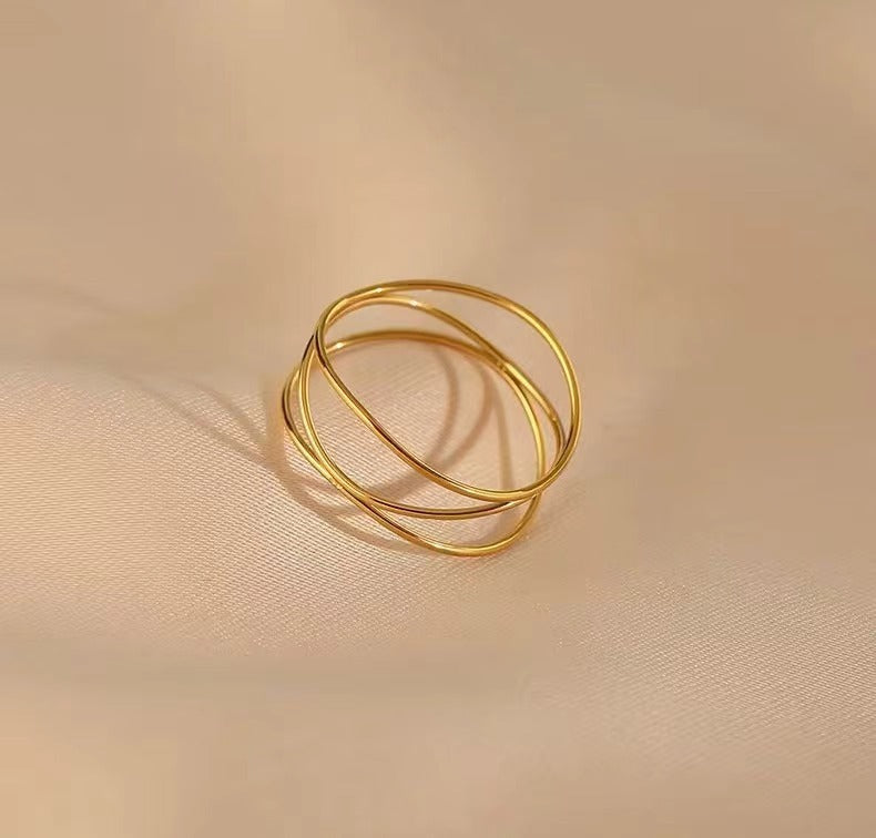 Women's Do Not Pick French Line Interwoven Design Titanium Steel Rings