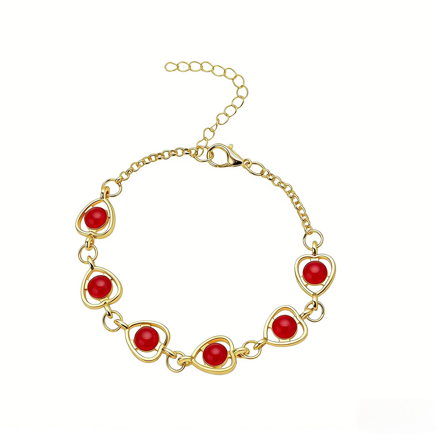 Six Peach Heart Crystal Fashion Elegant Single Hollow Shape With Bracelets