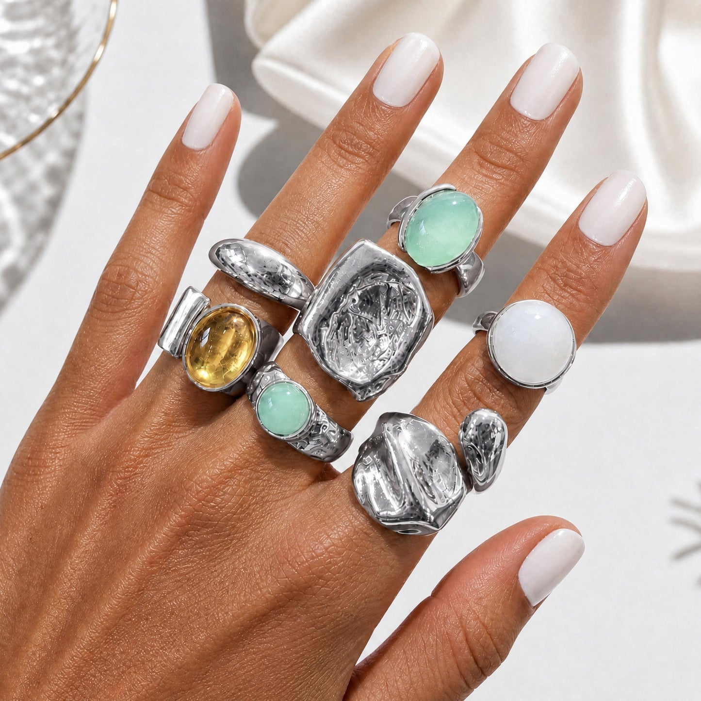 Minority Fashion Inlaid Acrylic Alloy Open Ring