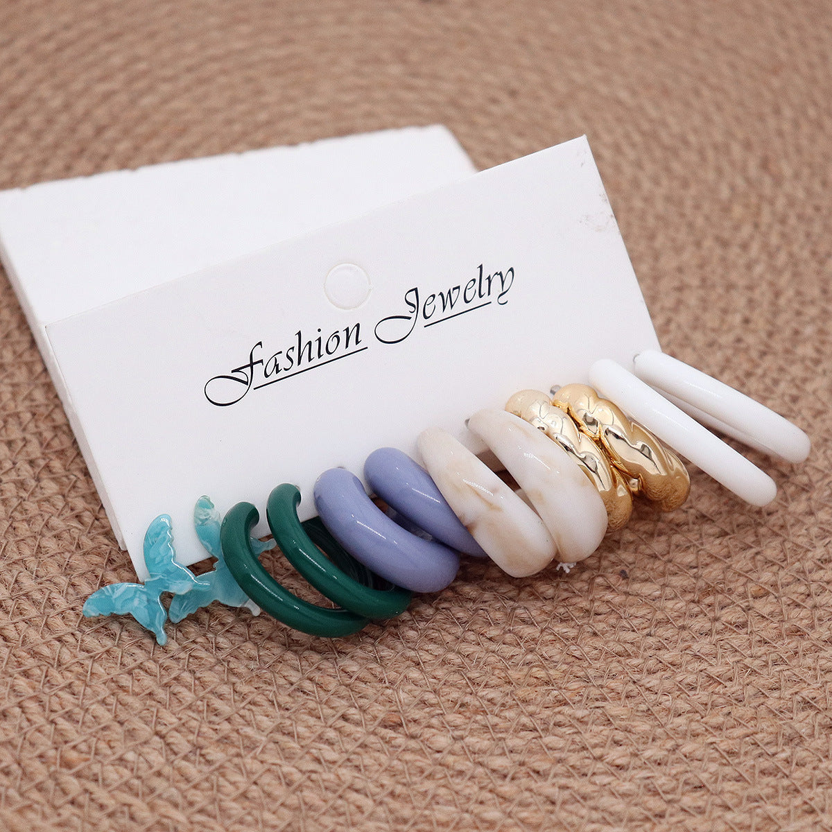 Women's Color Resin Leopard Print Pairs Retro Fashion Earrings
